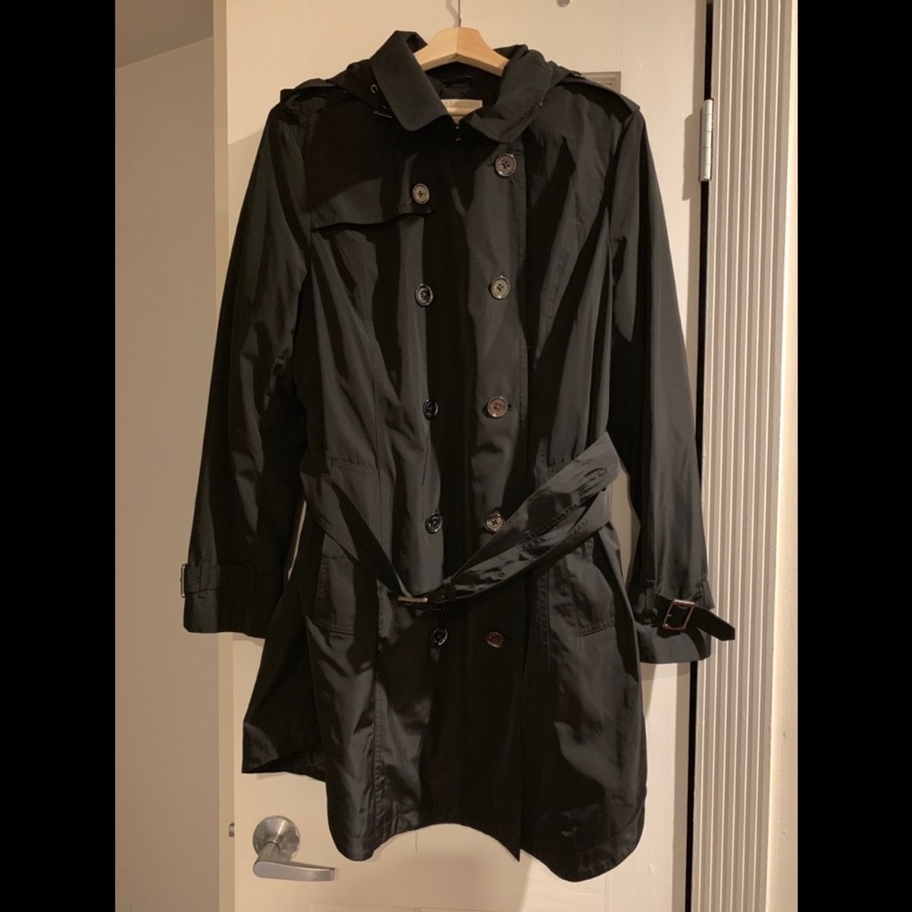 Black trench raincoat